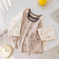 Baby A Kid's Home Clothing Suit 1-5 Y Girls Printed Sleep Wear 2024 Autumn Boy's Cotton Pamas 2Pc