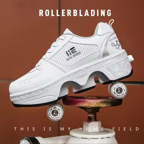 PU Wheels Deformation Roller Shoes Parkour Shoes 4 Wheels Rounds Of Running Shoes Roller Skates Shoe