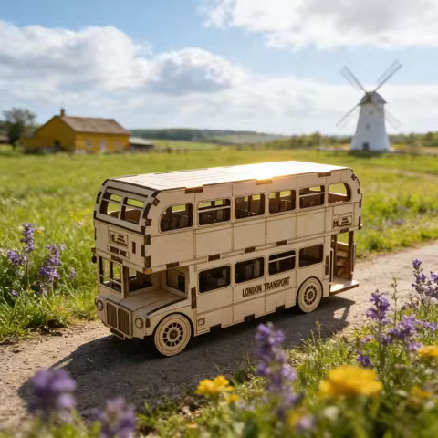 3D Wooden Bus Puzzle, DIY Model Kit, Handcrafted Gift, Home Decor, Birthday/Valentine's Day Gift