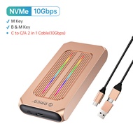 HDD Enclosure ORICO RGB M.2 SSD Case 10Gbps LED M2 NVMe SSD Enclosure พร้อม Smart Sleep อลูมิเนียม U