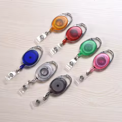 1pc Plastic Retractable Pull Badge Reel Name Tag ID Card Badge Holder Reels School Office Supplies I