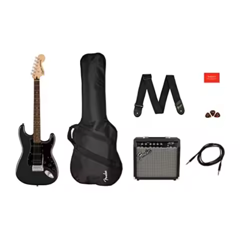 Squier Affinity Series Stratocaster Packs Electric Guitar Charcoal Frost Metallic Laurel Fingerboard