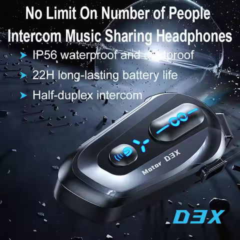 Helmet Bluetooth Headset Unlimited Number of People 600 Meters Intercom with Music Sharing Communica
