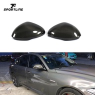 Stick-on Dry Carbon Fiber Car Side Mirror Covers for Alfa Romeo Giulia Quadrifoglio Sedan 4-Door 201