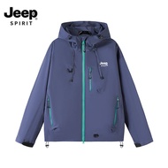 JEEP SPIRIT เสื้อกันลมสามตัวเสื้อแจ็คเก็ต Jaket Daki Gunung กลางแจ้งเสื้อลำลองตัวหลวมสำหรับทั้งหญิงแ