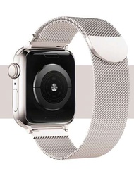 1入組蘋果手錶帶經典磁性米蘭網帶，適用於蘋果手錶帶系列9 45mm 49mm 38mm 40mm 41mm 42mm 44mm，適用於蘋果手錶系列Ultra/Se/9/8/7/6/5/4/3/2/1，適用於星光色，中性手表帶用於系列9系列8手鐲智能手機手錶帶手錶手帶配件