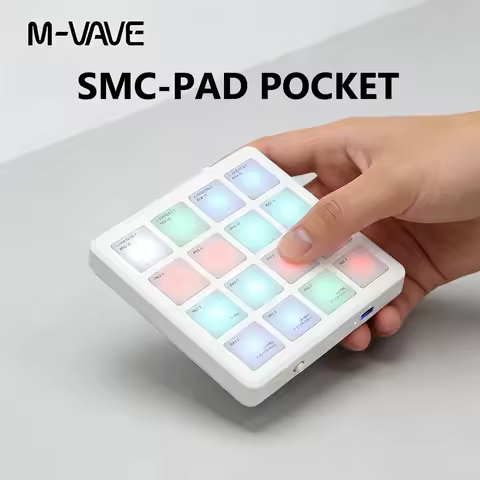 M-VAVE SMC-PAD POCKET Wireless MIDI Pad Controller - 16 RGB Pads, Bluetooth, Portable Battery-Powere