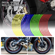 16Pcs Wheel Sticker Reflective Rim Stripe Tape Car Bike Motorcycle Fit For 18 Inch Tire Car Styling 