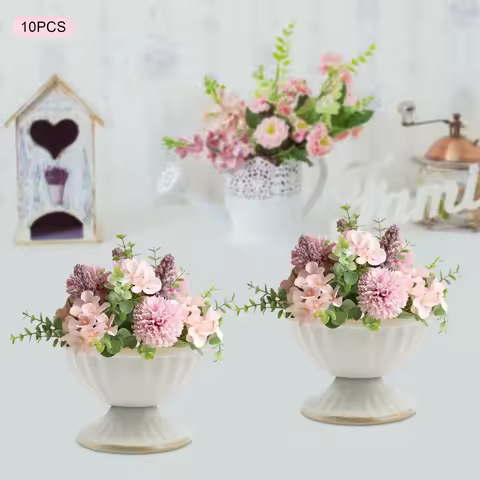 10Pcs Metal Vase Table Wedding Flower Vase, Small Decorative Vases for Home Decor, 6.7cm Tall White 