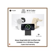 [READY STOCK | 2 YEARS WARRANTY] Mazer MagFold06 Qi2 Certified 15w Foldable 3-in-1 Wireless Charger