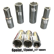 1/2" x 6PT / 12PT Deep Long Hand Box Socket 8mm-27mm Deep Length Box Socket 6point 12point 1/2"
