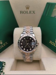 31mm ROLEX 278341rbr-0028 2023年 9月保卡 Oyster Perpetual Datejust 31腕錶永恒玫瑰金及蠔式鋼款，搭配鑲鑽巧克力色錶面及紀念型（Jubilee）錶帶。