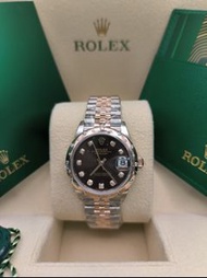 31mm ROLEX 278341rbr-0028 2023年 9月保卡 Oyster Perpetual Datejust 31腕錶永恒玫瑰金及蠔式鋼款，搭配鑲鑽巧克力色錶面及紀念型（Jubilee