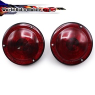 Round Tail Light Red Lens 12V. 2pcs Jeep Willys CJ3 CJ5 CJ6 Year 1945-1975