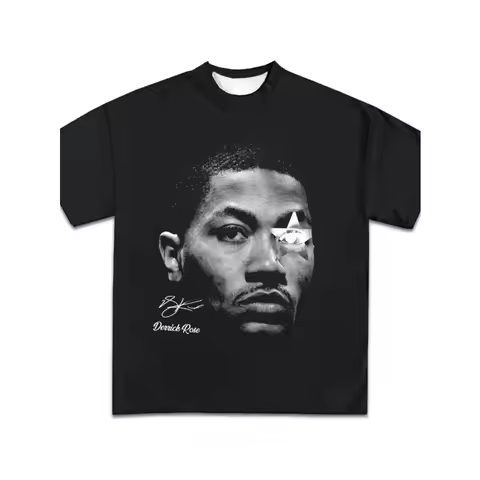 D Rose Graphic T-shirt Y2K Retro Basketball Rap Fashion T-shirt Round Neck Short Sleeved Top