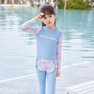 UPF 50+ Girls Rash Guard Swim Set | Long Sleeve Top & Shorts for Swimming Lessons | Sun Protection
