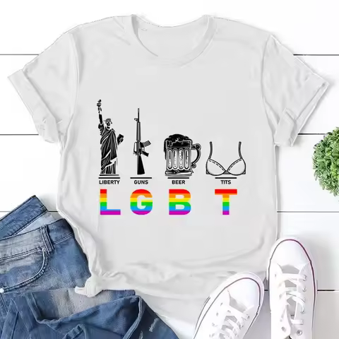 Tops LGBT Beer Gender Equality Rainbow Pride LGBTQ Gay T-shirts LGBT Pride Month Tops Lesbian Gay Bi
