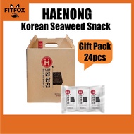 Haenong Roasted Korean Seaweed Gift Box Set 5g x 24 Packs x 1box / Health Food Seaweed Snack, Korea 