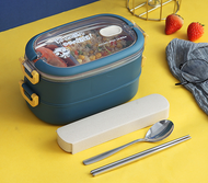 JIETAO [XUẤT NHẬT] Hộp cơm giữ nhiệt thực phẩm văn phòng lúa mạch NATAHI FS1 2 tầng Inox chống gỉ sa