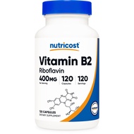 Nutricost Vitamin B2 (Riboflavin) 400mg, 120 Capsules - Gluten Free,