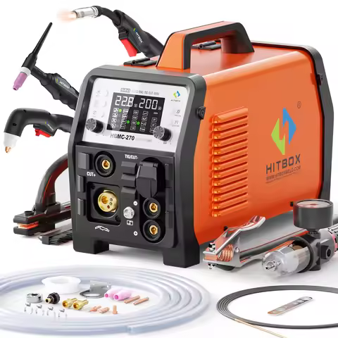 HITBOX HBMC270 IGBT Welding Mahcine 6in1 HF TIG/GAS MIG/CUT/Gasless MIG/STICK MIG Spot Welding 2T/4T