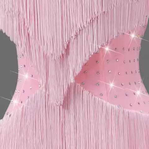 Latin Dance Competition Dress Line Suit Women Sports Wear Stand Ballroom Practice Fringed Skirt Cost