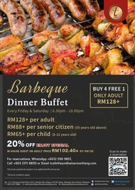 Barbeque Dinner Buffet (Buy 4 Free 1 Adult)