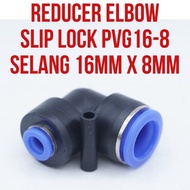 PVG16-8 PVG 16-8 Pneumatic Connector Elbow Fitting L Reducer Slip Lock Hose 16mm to 8mm Connector 16