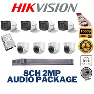 NEW HIKVISION CCTV Set 8 Channel Audio 1080P 2MP-4MP Set With Hardisk DS-7208HQHI-K1/E/DS-2CE16D0T-I