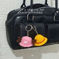 Luffy hat hanger + knitted chopper | Crochet hat luffy & chopper keychain crochet hat one piece mugi