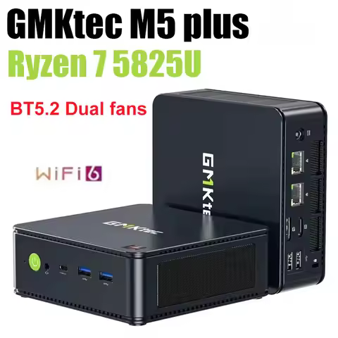 GMKtec M5 Plus Mini PC AMD Ryzen 7 5825U DDR4 3200Mhz Wifi6E BT5.2 Windows 11 Pro Dual Fan Triple Di