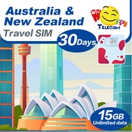 Happy Australia / New Zealand SIM Card - แฮปปี้ เทเลคอม ออสเตรเลีย นิวซีแลนด์ - 30 วัน 15 กิกะไบต์