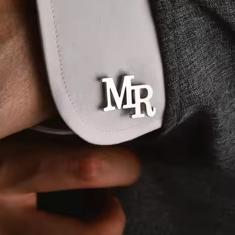 Personalized Men Classic Stainles Steel Initial Cufflinks 26 Alphabet Initial Letter Cufflink Custom