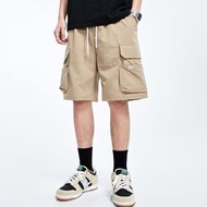 M-5XL Cotton Lelaki Seluar Pendek Black Big Size Shorts Men Summer Plus Size Drawstring Multi Pocket
