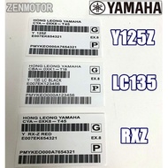 STICKER EKOR BARCODE YAMAHA STICKER EKOR Y125Z RXZ LC135 STICKER REAR FENDER BARCODE STICKER REAR MU