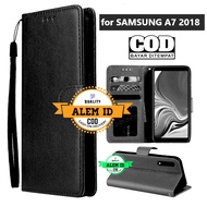 Flip Case Samsung Galaxy A7 2018 Flip Dompet Casing HP Flip Wallet Leather Cover