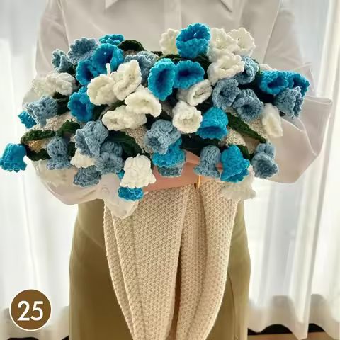 80Cm Finished Crocheted Rose Bouquet Blanket Handmade Knitted Flower Bouquet Blankets Home Decor Bed
