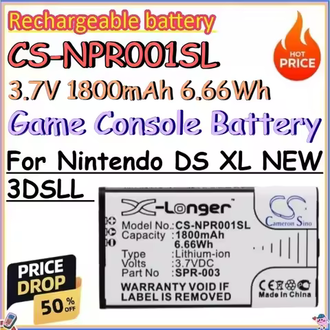 CS-NPR001SL 3.7V 1800mAh 6.66Wh Game Console Battery for Nintendo DS XL NEW 3DSLL Replace Rechargeab