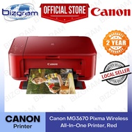 Canon MG3670 Pixma Wireless All-In-One Printer, Red