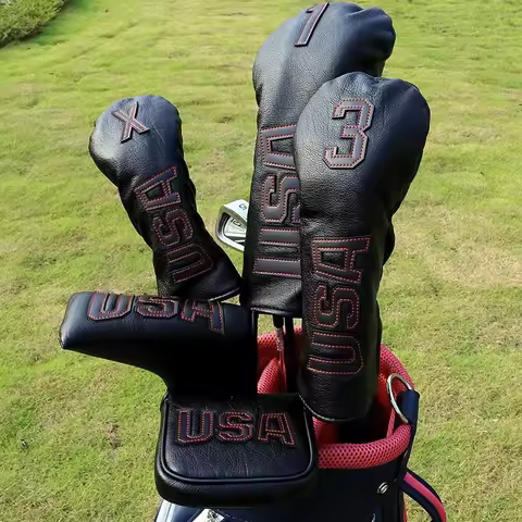 Golf Club Head Covers,Golf Headcovers Leather Golf Wood Covers for Divers Fairway Woods Hybrids(UT) 