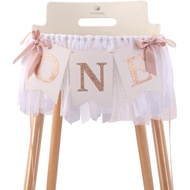 Rose Gold, Blush & White Highchair Banner - 1st Birthday Banner, One Highchair Banner, One Banner 1s