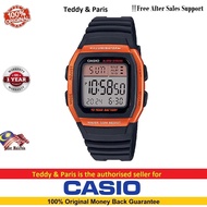 Casio W-96H-4A2V Quartz Digital Black Resin Band Orange Case Sports Watch Green LED Backlight (1Year