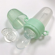 [HOT 2023] Baby Feeding Bottle +Teething Mesh Bag Silicone Teether Rice Paste Squeeze Bottle Spoon Feeder Food Container Infant Utensils