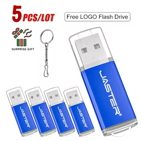 Free Custom LOGO 5PCS/LOT Blue USB Flash Drive 128GB Pen Drive 64GB Memory Stick 32GB Wholesale Pend