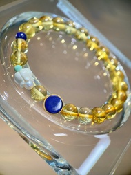 琥珀 金珀青金石猛獁象牙鈴蘭花 手鏈