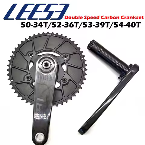 LEESE Double 2x11/2x12 Speed 50-34/52-36/53-39/54-40T Crankset Carbon Fiber Lightweight Suitable for