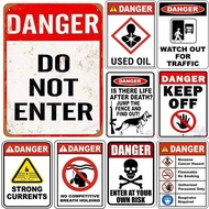 1pc Danger Warning Metal Sign Don't Enter Plaque Vintage Painting Decoration for Garage Garden Cafe 