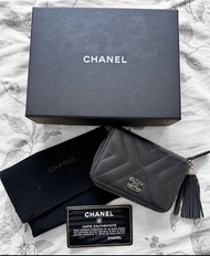 Chanel 正品山形紋三層卡包零錢包流蘇特別款