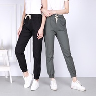 Women Regular Fit Jogger Pants Linen Cotton Long Pants with Side Pocket