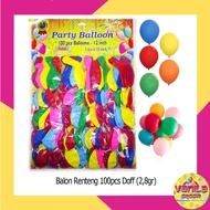 (100Pcs) 2.8g Plain Doff Renteng Balloons, solid balloons, mixed matte balloons, board balloons